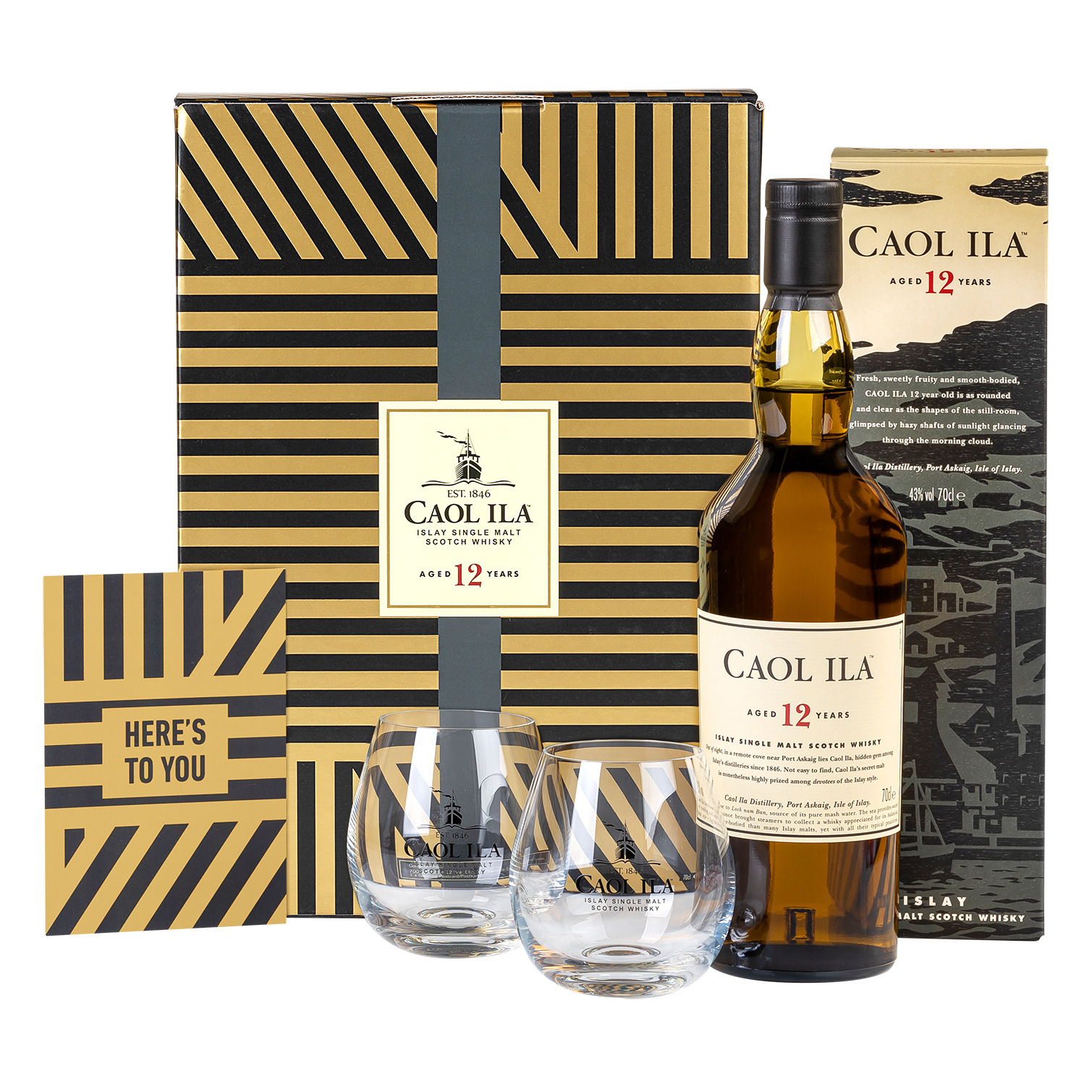 Caol Ila, 12Y Giftpack 2 Glazen 70cl