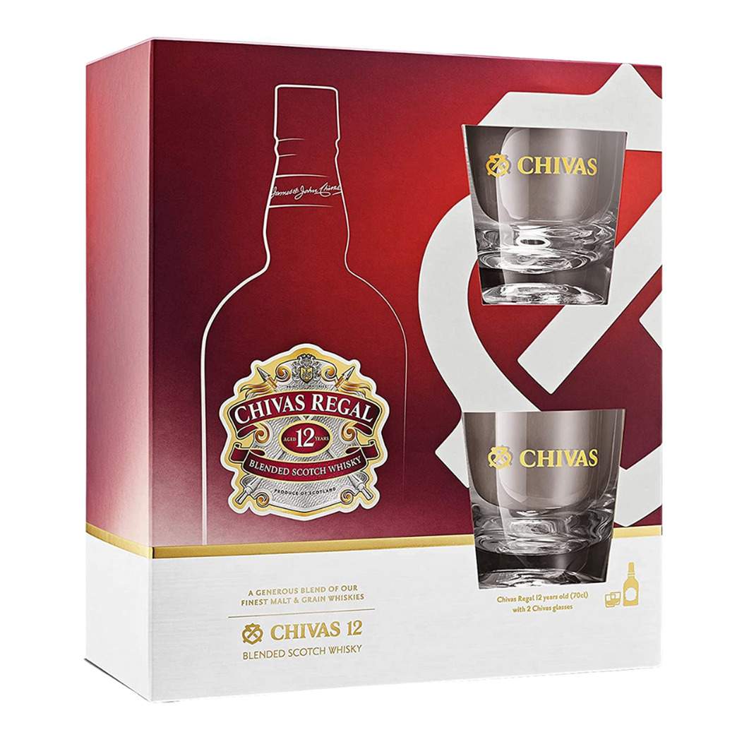 Chivas Regal, 12 years - Giftpack 2 Glazen 70cl