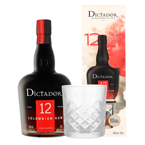 Dictador, 12 years - Giftpack metglas 70cl