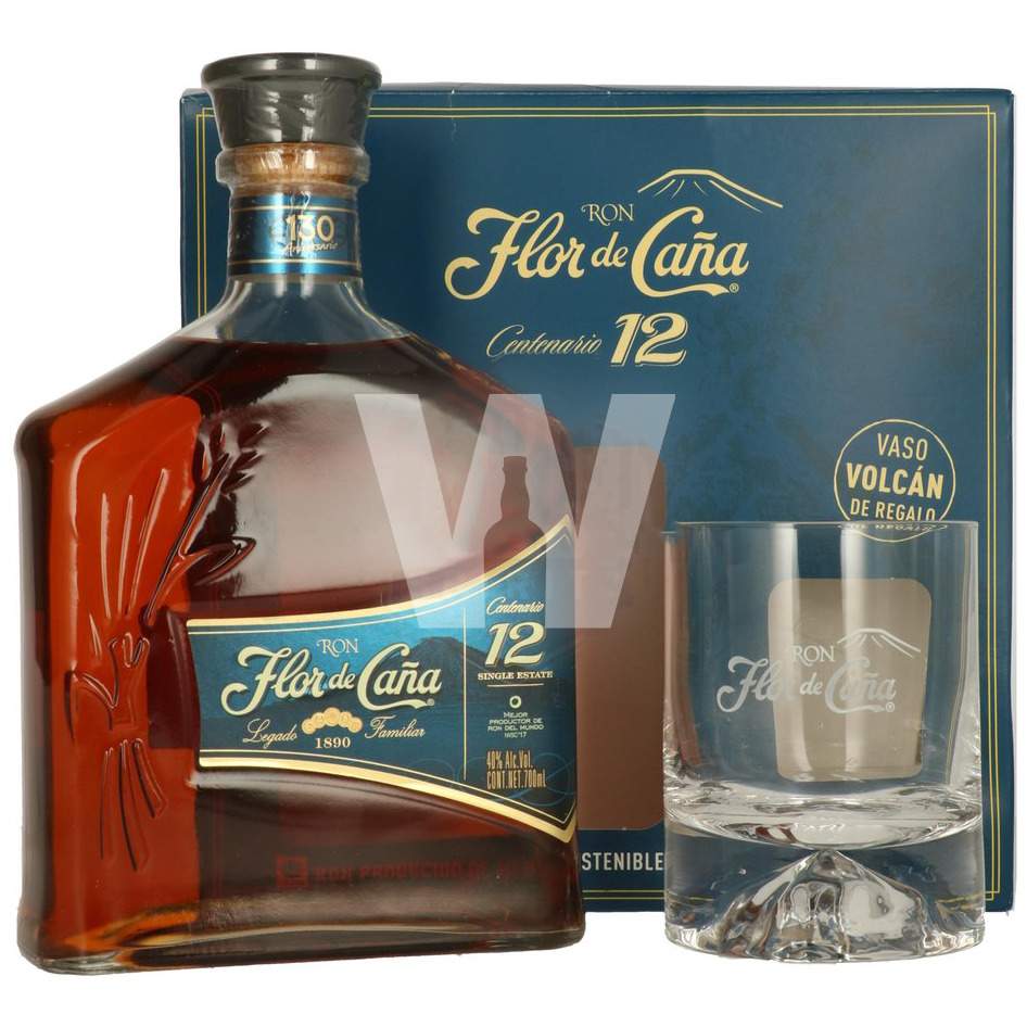 Flor de Cana, 12 Y Giftbox met Glas 70cl