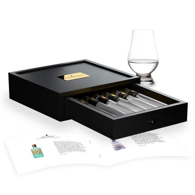 Gin Tasting Collection 6 Tubes in Houten Kist, Set 1