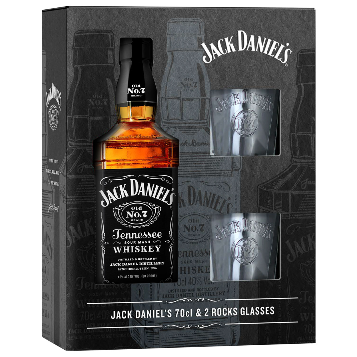 Jack Daniel's Cadeau Set 2 Glazen Giftpack 70cl
