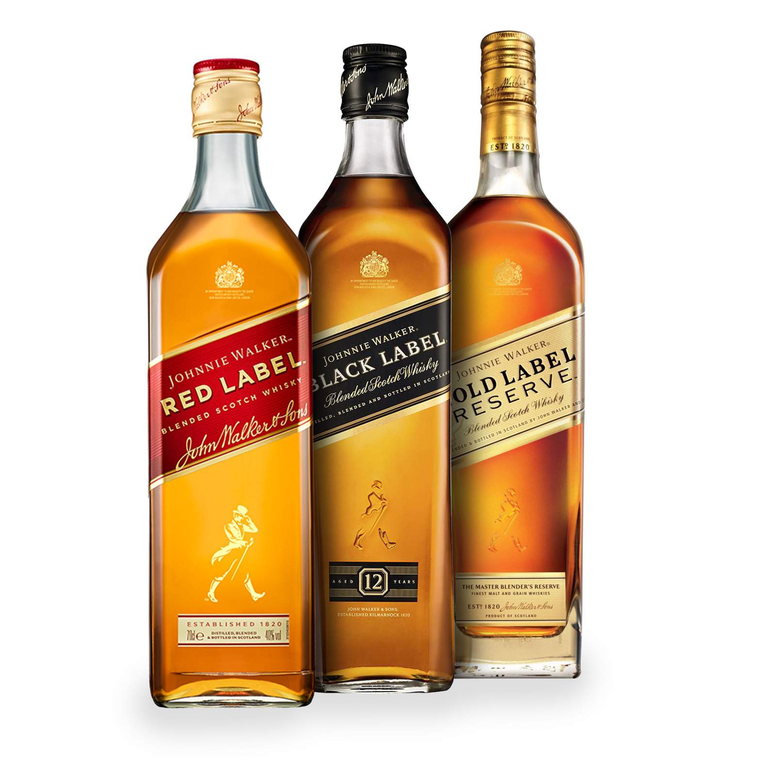 Johnnie Walker Bundel - Red, Black and Gold Label 2,10 liter
