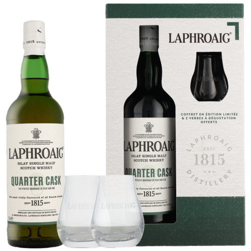 Laphroaig - Quarter Cask, Gift Pack met 2 glazen 70cl